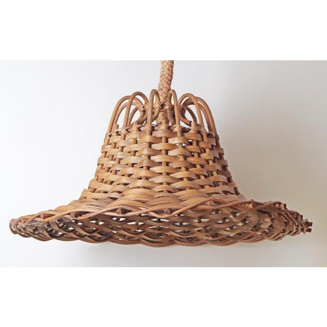 Vintage Hand-Woven Rattan and Bamboo Pendant Lamp, 1970s For Sale - Image 10 of 12