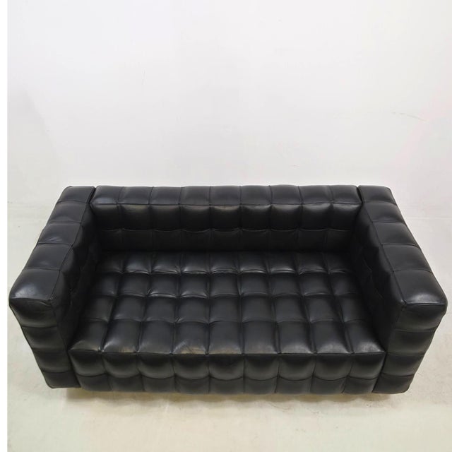 1980s Kubus 2-Seater Sofas in Leather attributed to Josef Hoffmann for Wittmann, 1980s, Set of 2 For Sale - Image 5 of 12