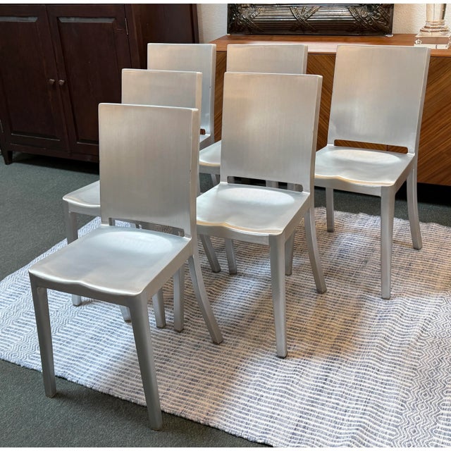 Emeco Phillippe Starch for Emeco Hudson Brushed Aluminum Side Chairs, Set of Six For Sale - Image 4 of 12
