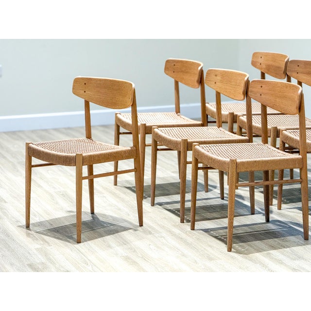 Wood Model 501 Papercord Dining Chairs in Oak from A.M Møbler, 1960s, Set of 8 For Sale - Image 7 of 17