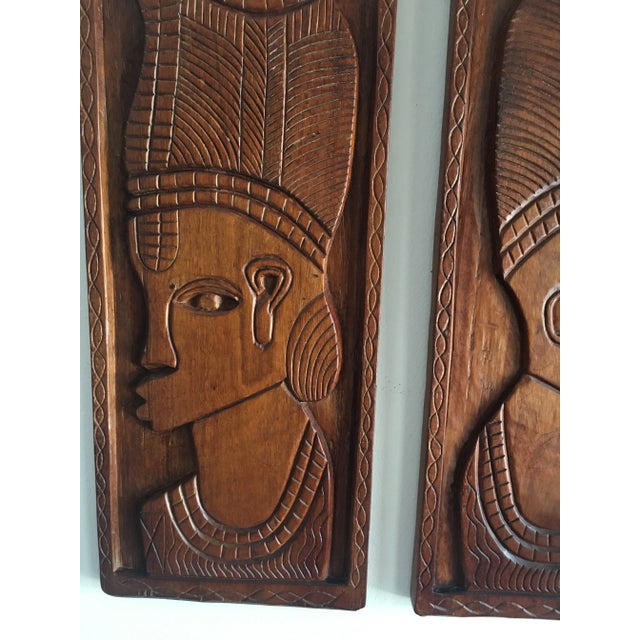 Tribal Vintage Tribal African Relief Wood Carvings - a Pair For Sale - Image 3 of 13