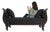 19th Century France Deep Ebony Black Carved Daybed With Upholstered Bolsters For Sale