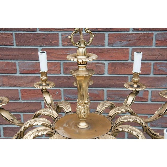 1950s Large Mid 20th Century Brass Chandelier, Western Europe, 1950s For Sale - Image 5 of 8