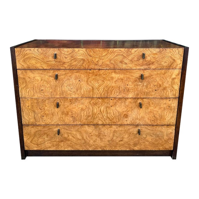Century Furniture Burlwood and Brass Petit Chest of Drawers For Sale