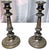 An elegant pair of antique Victorian-era silverplate candlesticks featuring richly detailed Rococo Revival ornamentation...