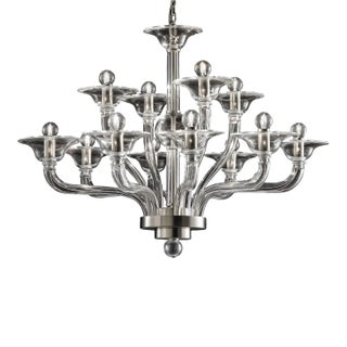 Luxury Transparent Murano Glass Chandelier – Modern Linear Design For Sale