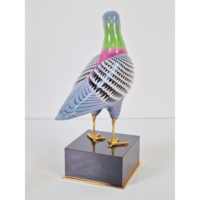 Mangani italian porcelain pigeon sculpture '70 exceptional hand-painted porcelain stylized pigeon sculpture designed by...