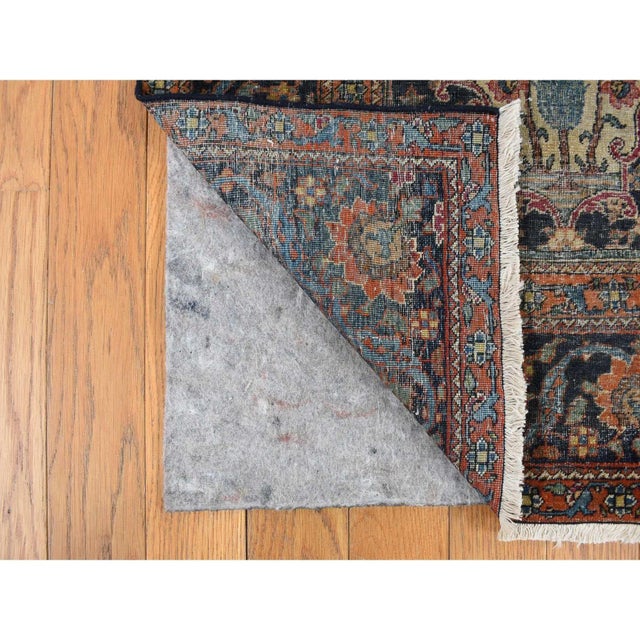 1920 Midnight Blue Antique Persian Isphahan Garden Design Pure Wool Hand Knotted Rug For Sale - Image 4 of 8