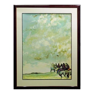 Earl Biss "Three Riders With Hat Man" Hand Signed Landscape Framed #65/140 For Sale