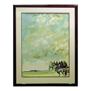 Earl Biss "Three Riders With Hat Man" Hand Signed Landscape Framed #65/140