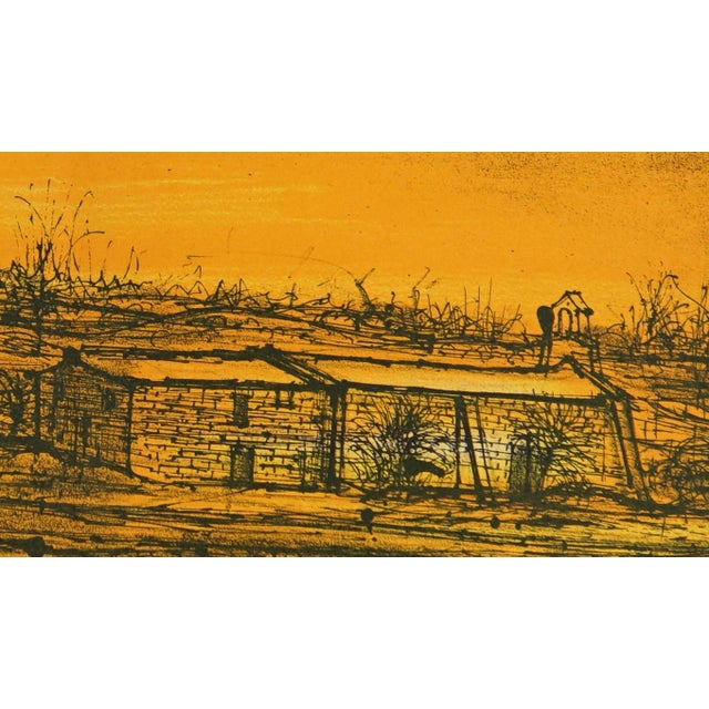 Abstract 1966 Lithograph by Jean Carzou "La Petite Chapelle" (The Small Chapel, Provence France) For Sale - Image 3 of 7