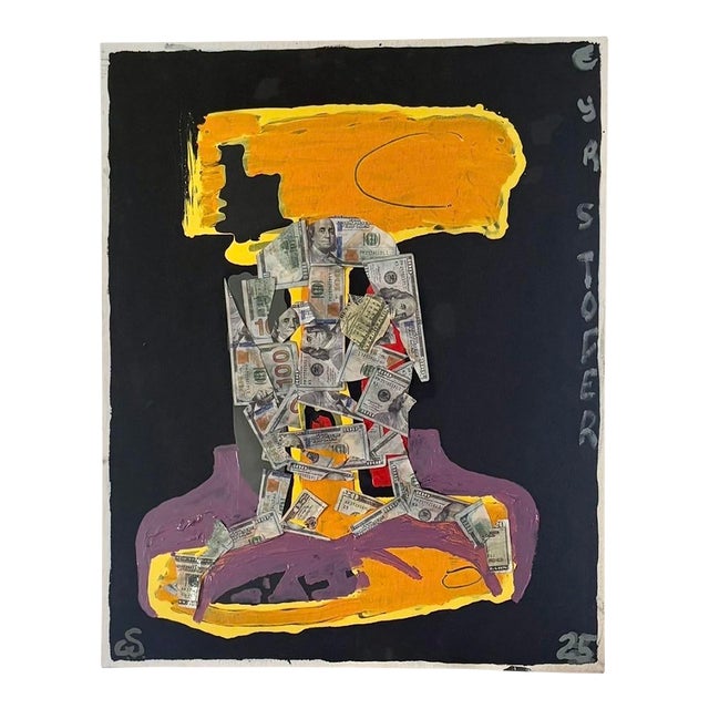 Abstract Collage Painting by Artist Christopher Shoemaker, 30” X 24”, Signed For Sale