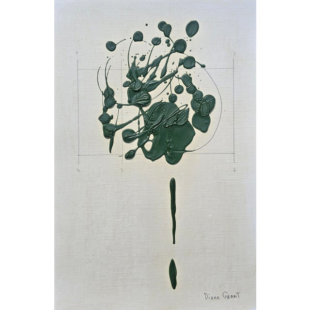 Wood Set of 4 - One-of-a-Kind Dark Green Botanical Organic Modern Original Oil Paintings / Herbarium / Floral For Sale - Image 7 of 9