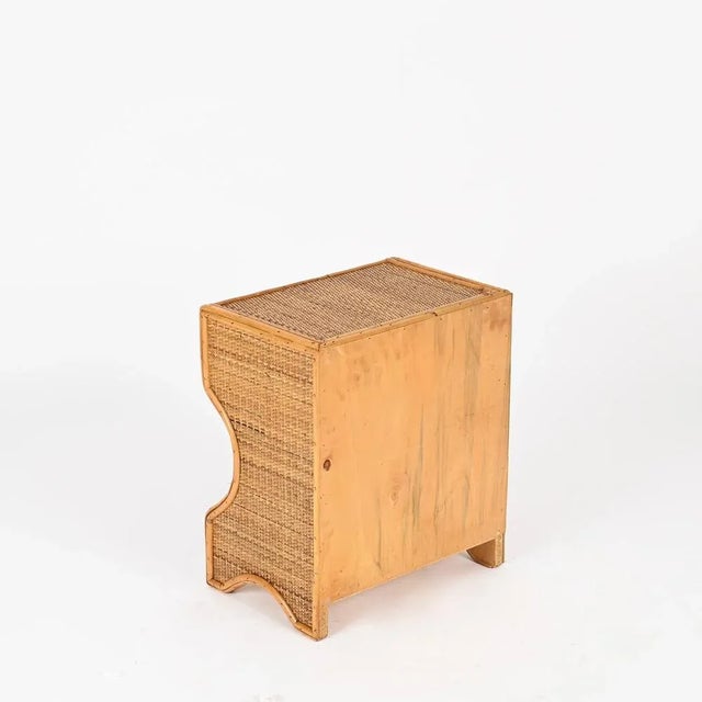 French Riviera Nightstands in Rattan, Wicker and Brass, Italy, 1970s, Set of 2 For Sale - Image 14 of 15