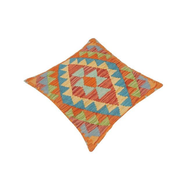 Shabby Chic Modern Turkish Luciano Hand Woven Kilim Throw Pillow For Sale - Image 3 of 5