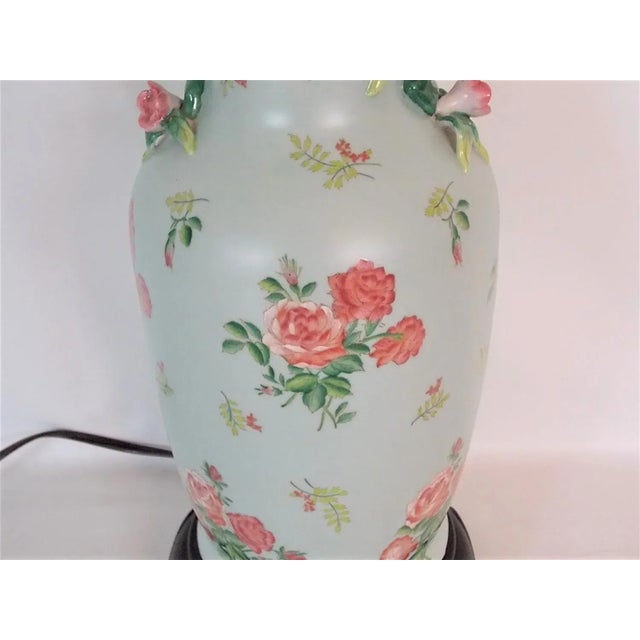 1950s 1950s Asian Rose Porcelain Lamp For Sale - Image 5 of 8