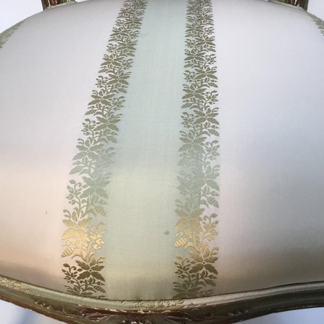 Late 19th Century Vintage Italian Green Painted, Carved and Gilt Louis XV Side Chairs- A Pair For Sale In Providence - Image 6 of 12