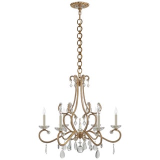 AERIN for Visual Comfort Signature Montmartre Medium Chandelier in Hand-Rubbed Antique Brass with Crystal For Sale