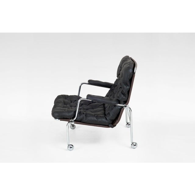 Karin Lounge Chair in Black Leather by Bruno Mathsson for Dux For Sale - Image 6 of 6