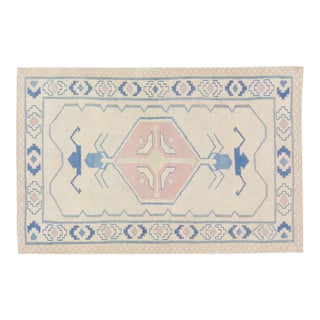 Vintage Turkish Oushak Hand Knotted Rug 3'9"x6' For Sale