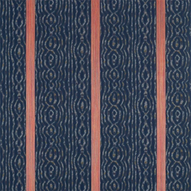Zoffany Lennox Stripe Fabric in Indigo/Sunstone For Sale