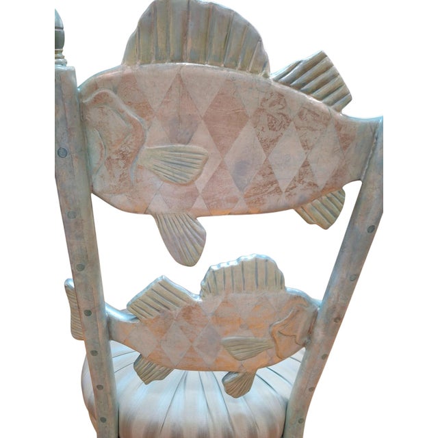 MacKenzie-Childs Pearlescent “Fantasy Fish” Accent Chair For Sale In San Francisco - Image 6 of 16