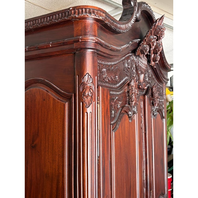 Wood Vintage Mahogany Armoire / Wardrobe For Sale - Image 7 of 8
