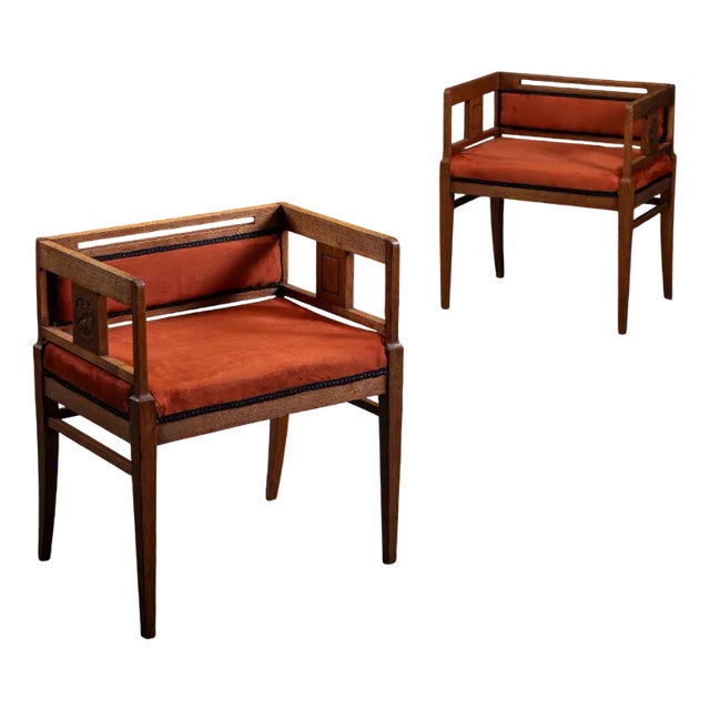 Dutch Art Nouveau Nieuwe Kunst Accent Chairs, 1890s, Set of 2 For Sale