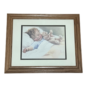 Vintage Bessie Pease Gutmann Baby With Teddy Bear Print