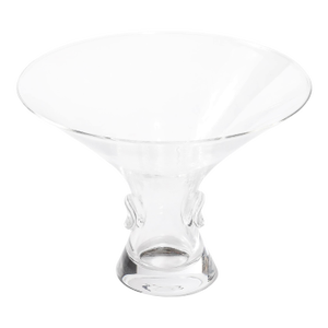 Mid-Century Modernist Footed Crystal Bowl With Organic Detailing Signed Steuben