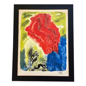 Mid 20th Century 'Elijah and the Chariot' or 'Fire Chariot' Signed Framed Lithograph by Reuven Rubin