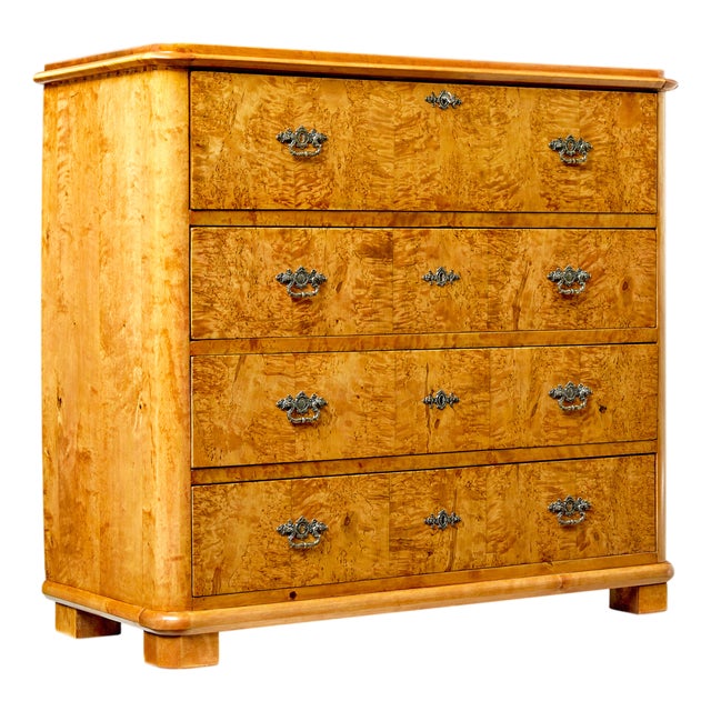 19th Century Swedish Burr Birch Chest of Drawers, 1860 For Sale