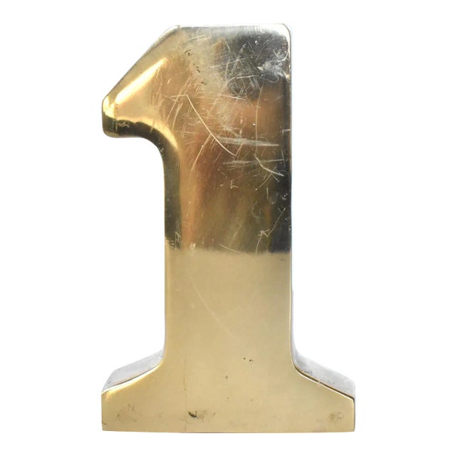 Vintage Brass #1 Paperweight For Sale