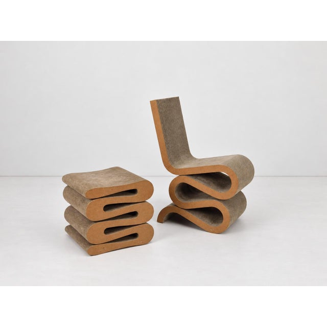 Easy Edges Wiggle Side Chair with Stool by Frank Gehry for Vitra, Set of 2 For Sale - Image 5 of 18
