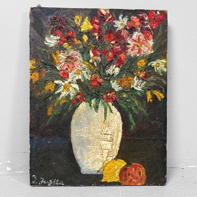 Y. Fujita, Flowers Ikebana, 1966, Oil on Canvas For Sale - Image 12 of 12