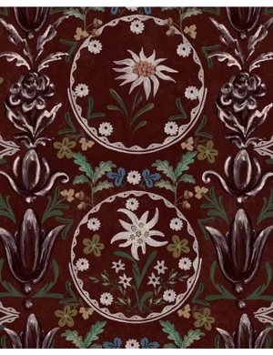 Mind the Gap Edelweiss Burgundy Wallpaper Sample