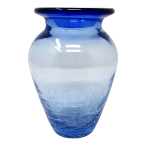 Blenko Blue Crackle Glass Vase