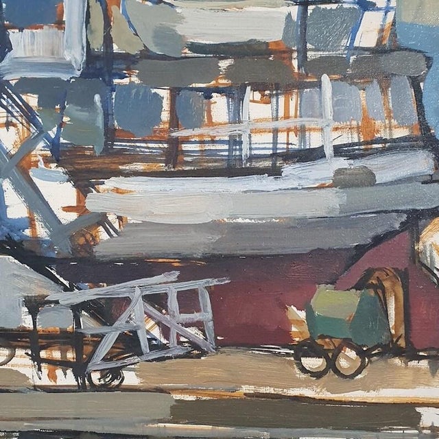 Modern Bo Westberg-Gren, Industrial Harbor, 1959, Oil on Canvas For Sale - Image 3 of 17