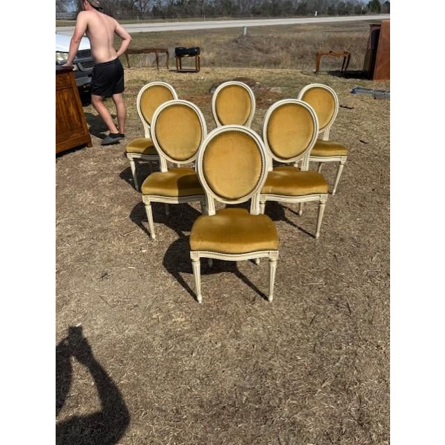 Mustard French 19th Century Louis XVl Dining Chairs - Set of 6 For Sale - Image 8 of 15