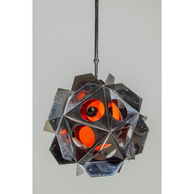 Space Age Orange Geometric Chandelier by Bruno Munari, 1990 For Sale - Image 14 of 18