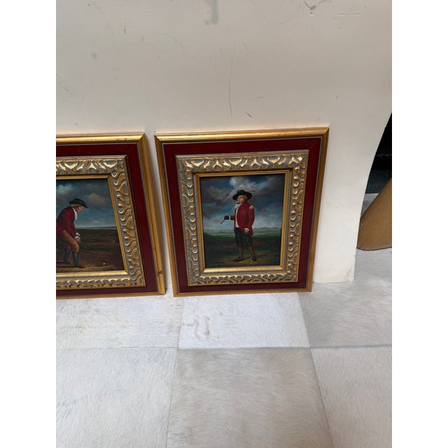 Wood T. Kelly Golfer Oil on Canvas Portraits, Pair For Sale - Image 7 of 12