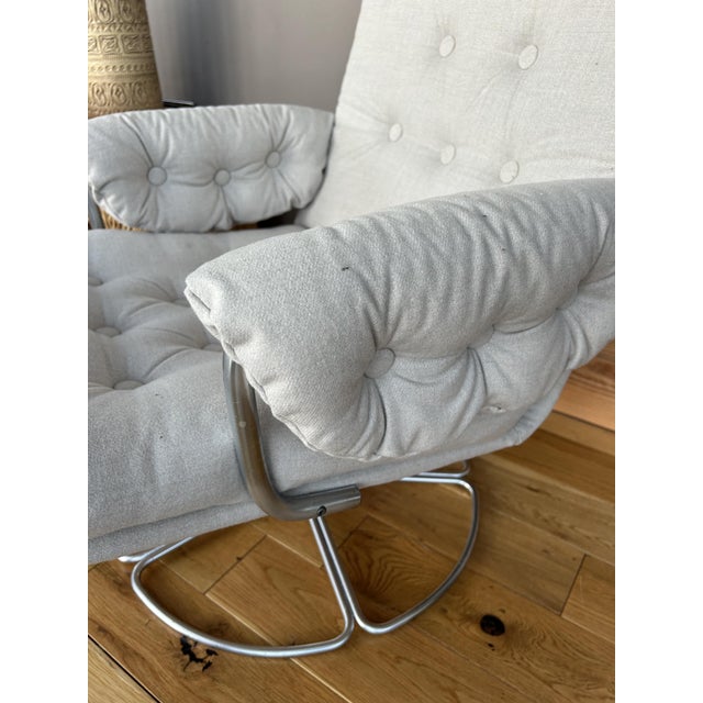 Gray Vintage Chrome Swivel Chair attributed to Terence Conran for Habitat, 1970s For Sale - Image 8 of 11