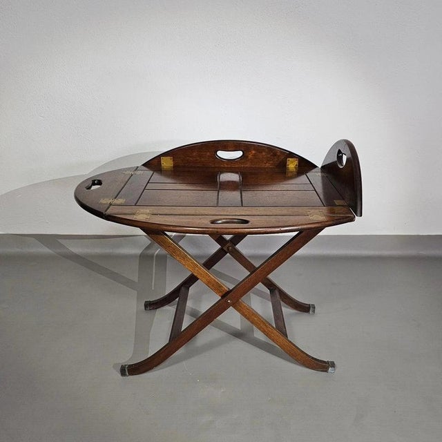 Victorian Style Foldable Serving Butler's Tray with Side Table For Sale - Image 3 of 18