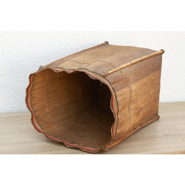 Brown Tall Handwoven Antique Rice Storage Basket For Sale - Image 8 of 9