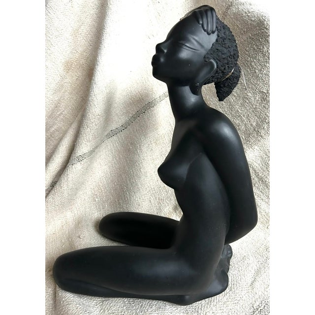 Vintage Seated African Woman Ceramic Sculpture For Sale In New York - Image 6 of 18