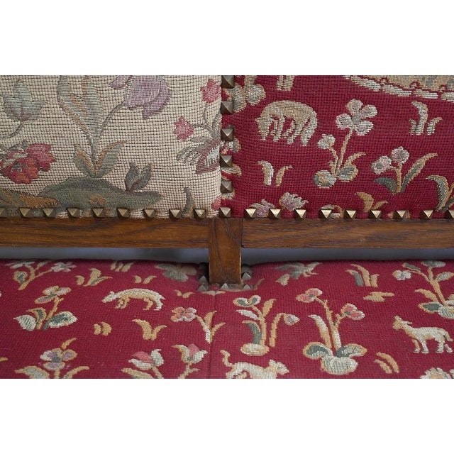 Brown Louis XIV Style 3-Seater Bench in Oak, Late 19th Century For Sale - Image 8 of 18