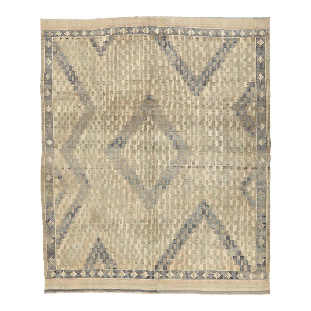 Mid 20th Century Vintage Embroidered Turkish Kilim Rug For Sale