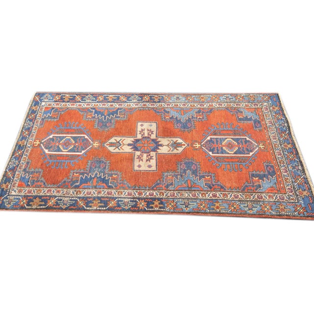 Antique Persian Heriz Rug 3'10'' x 4'5'' For Sale - Image 11 of 12