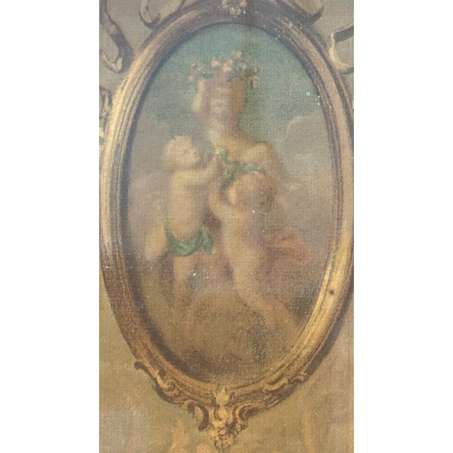 Antique , Lithograph Courting Scene Chromolithograph, Ornate Gilt Frame, Wavy Glass, C1880 For Sale - Image 4 of 18