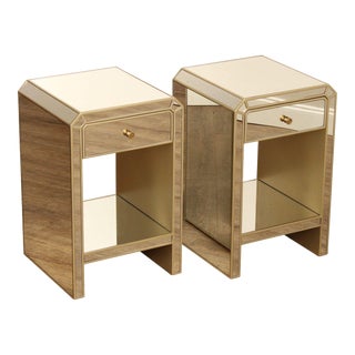 Made Goods Art Deco Style Pair of Mirrored 'Nicola' Nightstands For Sale